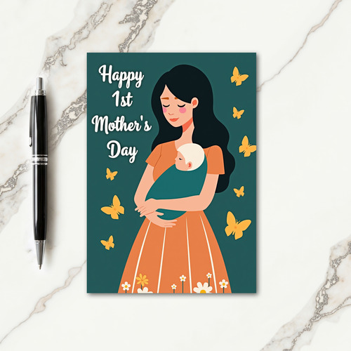 Teal Butterfly Pattern Card