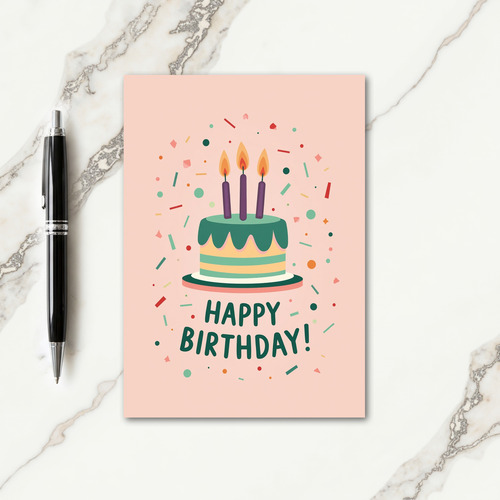 Teal Cake Birthday Card