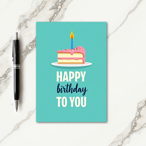 Teal Cake Birthday Wish Card