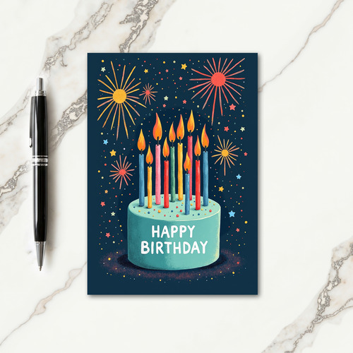 Teal Cake Celebration Card