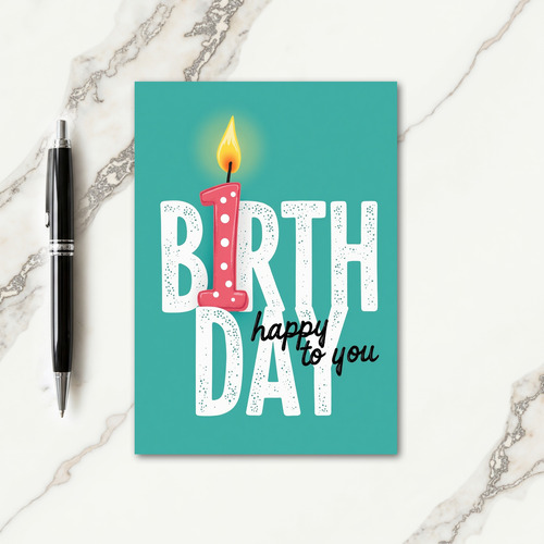 Teal Candle Birthday Card