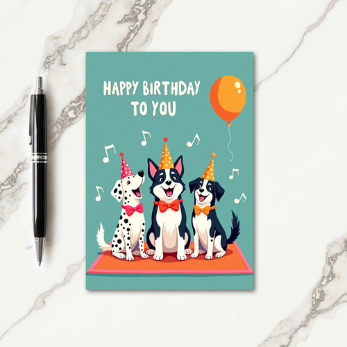 Teal Canine Party Card