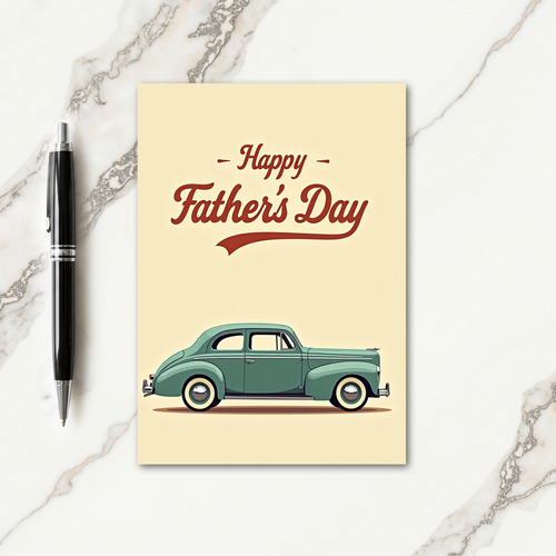 Teal Car Fathers Day Card