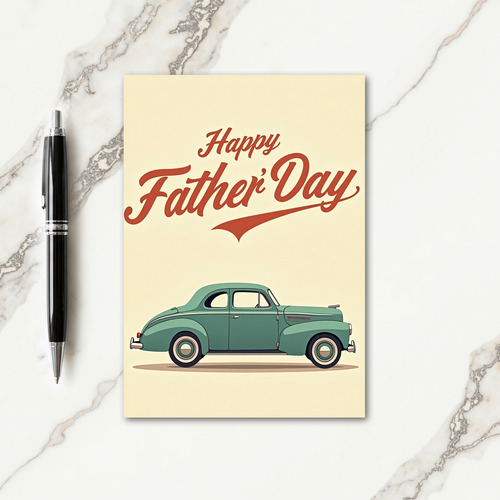 Teal Car Sweet Fathers Day Card