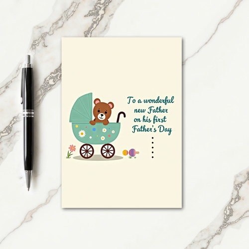 Teal Carriage Fathers Day Card