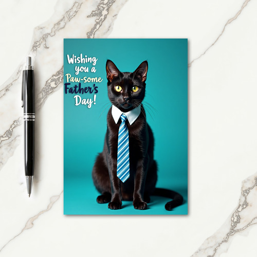 Teal Cat Fathers Day Card