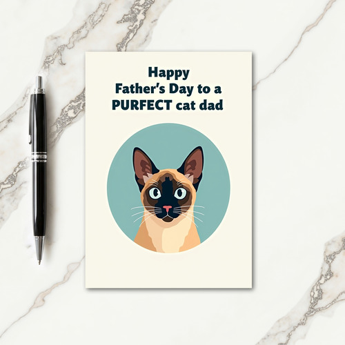 Teal Cat Fathers Day Vector Card