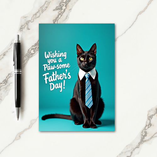 Teal Cat Sweet Fathers Day Card