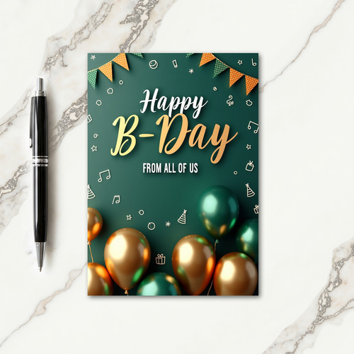 Teal Celebration Birthday Card