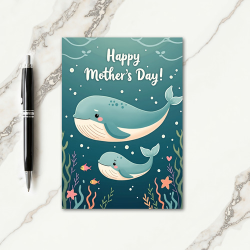 Teal Cetacean Mothers Day Card