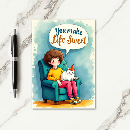 Teal Chair Birthday Wish Card