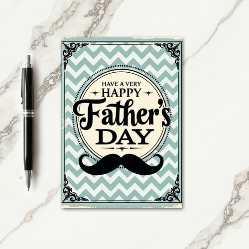 Teal Chevron Fathers Day Card