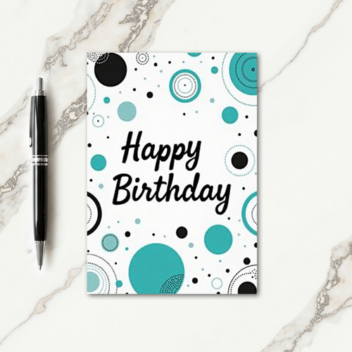 Teal Circles Birthday Card