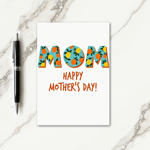Teal Citrus Mothers Day Card