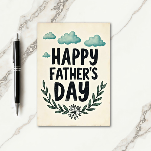 Teal Clouds Fathers Day Card