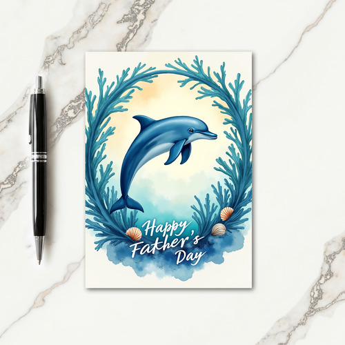 Teal Coral Fathers Day Card