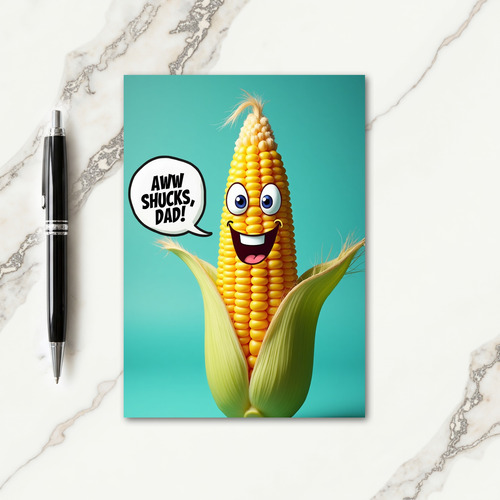 Teal Corn Aww Shucks Dad Card