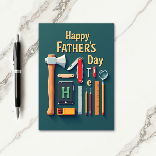 Teal Crafted Fathers Day Card