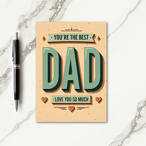 Teal Dad Best Vintage Style Card