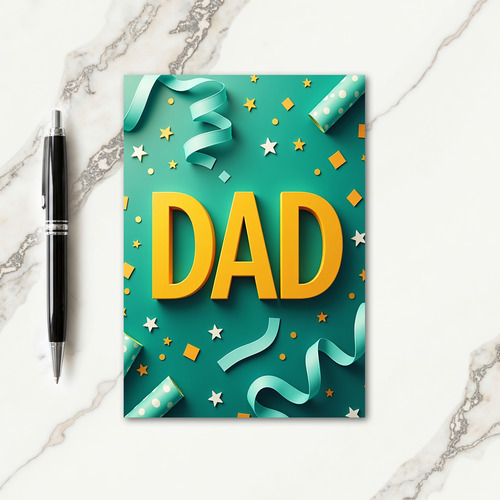 Teal Dad Shapes Fathers Day Card