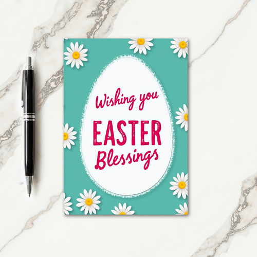 Teal Daisy Easter Blessings Card