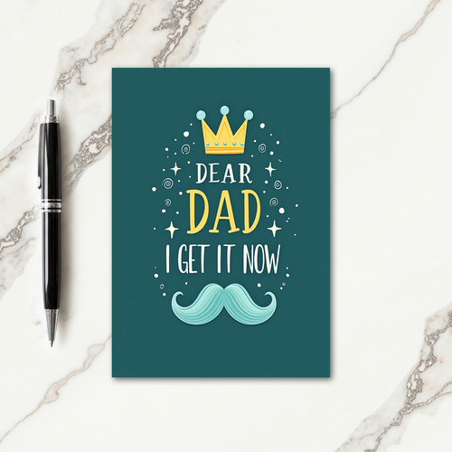 Teal Dear Dad Sentiment Card