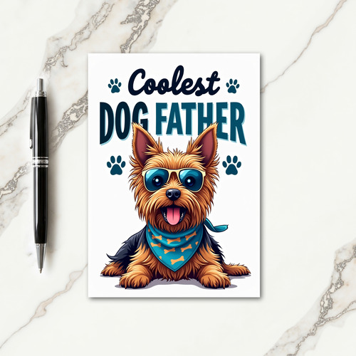 Teal Dog Father Bold Text Card