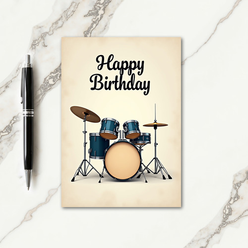 Teal Drum Kit Birthday Card