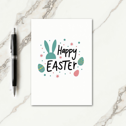 Teal Easter Pattern Holiday Card
