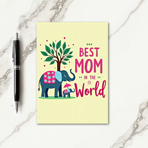Teal Elephant Moms Day Art Card