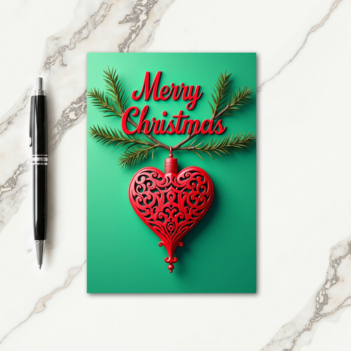 Teal Evergreen Christmas Card