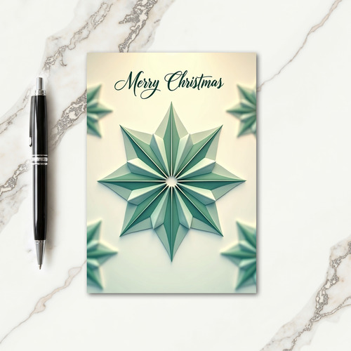 Teal Faceted Star Christmas Card
