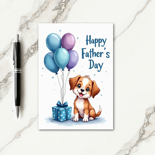 Teal Fathers Day Balloon Card