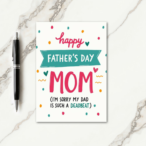 Teal Fathers Day Banner Card