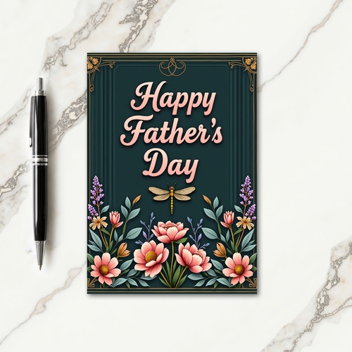 Teal Fathers Day Floral Card