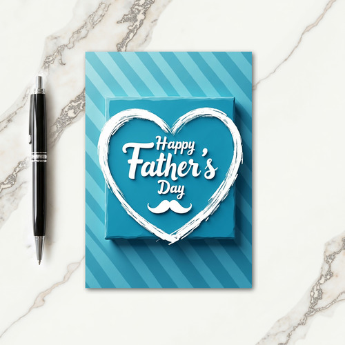 Teal Fathers Day Heart Card