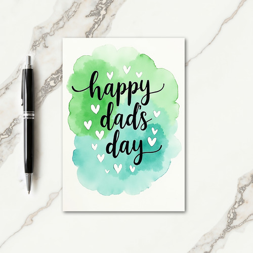 Teal Fathers Day Hearts Art Card