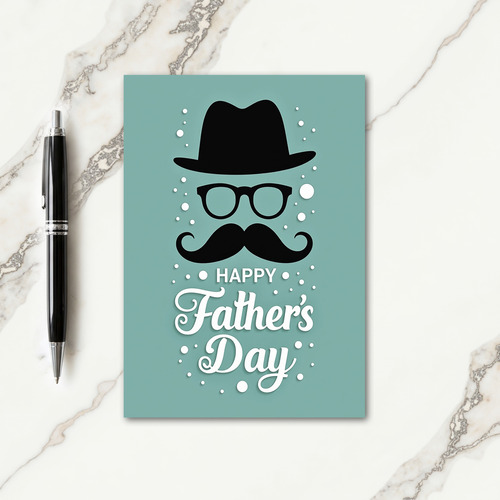 Teal Fathers Day Icon Design Card