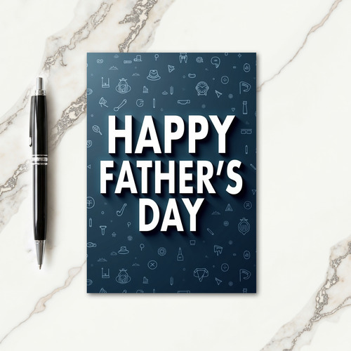 Teal Fathers Day Icons Card