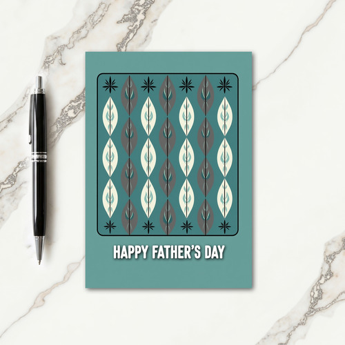 Teal Fathers Day Leaf Pattern Card