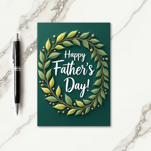 Teal Fathers Day Leaves Design Card