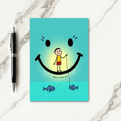Teal Fathers Day Smile Card