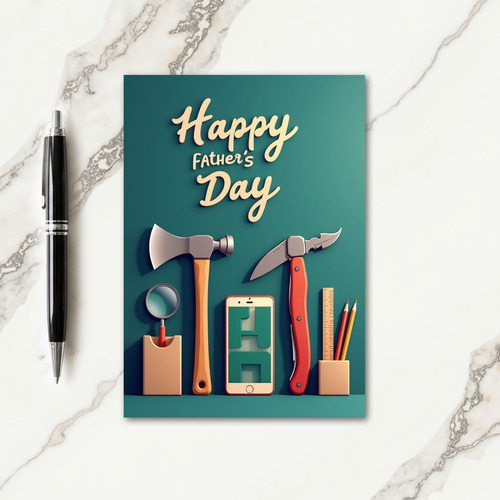 Teal Fathers Day Tools Card