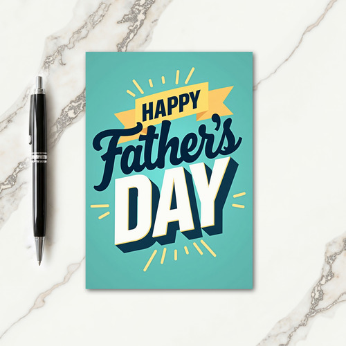 Teal Fathers Day Word Art Card