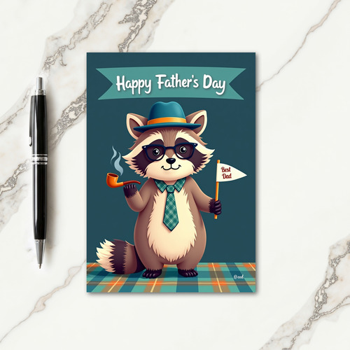 Teal Fedora Best Dad Card
