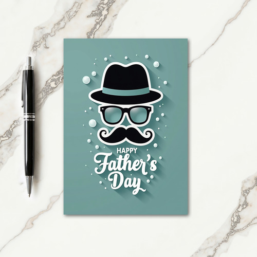 Teal Fedora Fathers Day Card