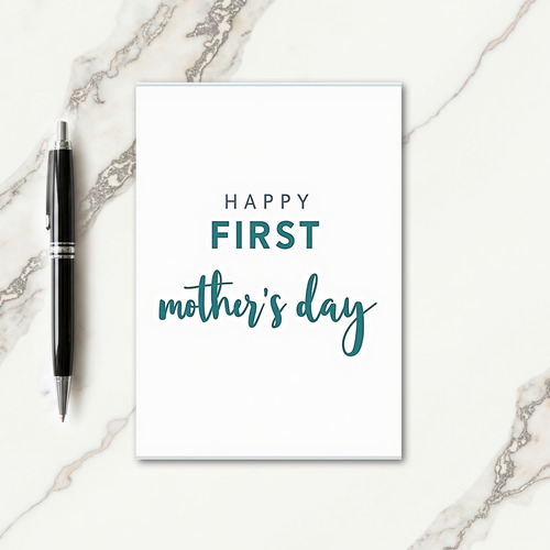 Teal First Mothers Day Script Card