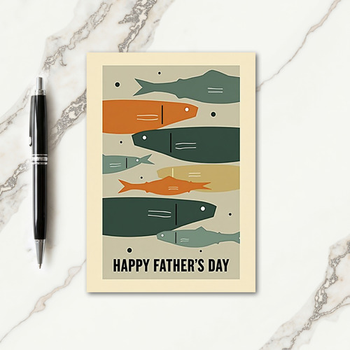 Teal Fish Happy Fathers Day Card