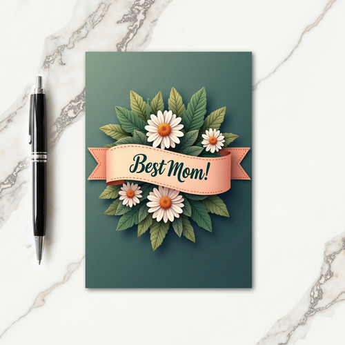 Teal Floral Best Mom Card