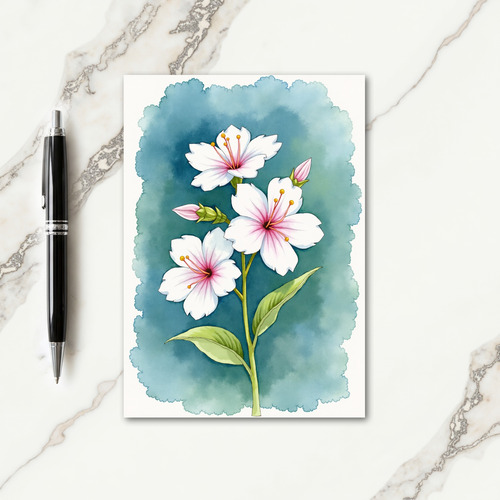 Teal Floral Blooms Lovely Card